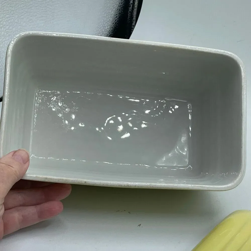 Vintage Hall Art Deco for Westinghouse yellow lidded refrigerator dish.